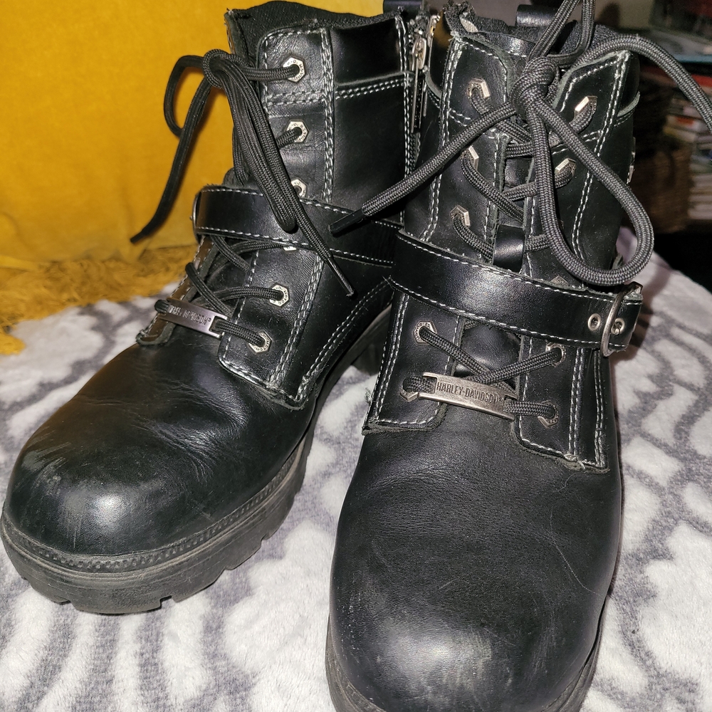 Harley-Davidson Black Leather Ankle Boots